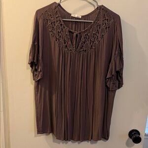 Women's Ruffle Sleeve Blouse - Dusty Purple